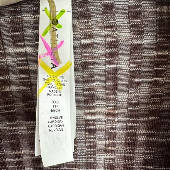 Athleta Revolve Seamless Cardigan Ribbed Knit Stretch Brown Purple XXS NWT - Picture 12 of 14